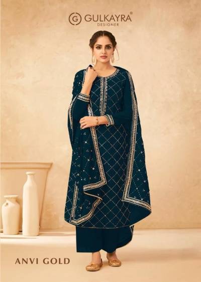 ANVI GOLD BY GULKAYRA DESIGNER HEAVY DUPATTA PLAZZO SUIT WHOLESALER